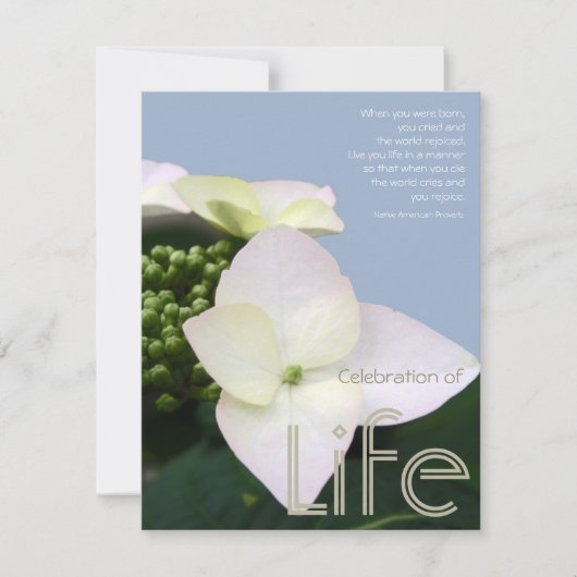 Invitation Célébration de la vie avec la citation inspirée 7 (Devant)