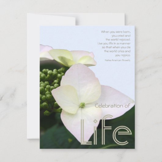 Invitation Célébration de la vie avec la citation inspirée 9 (Devant)