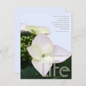 Invitation Célébration de la vie avec la citation inspirée 9 (Devant / Derrière)