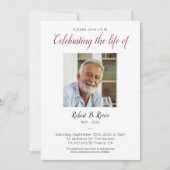 Invitation Célébration de la vie avec la photo Fleurs Bourgog (Devant)