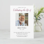 Invitation Célébration de la vie avec la photo Fleurs Bourgog (Debout devant)