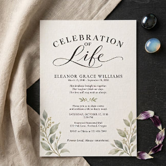 Invitation Célébration de la vie avec une écriture élégante d