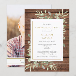 Invitation Célébration de la vie avec verdure rustique Photo