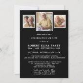 Invitation Célébration de la vie Black White 3 Photo (Devant)