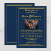 Invitation Célébration de la vie Blue Funeral Photo personnal (Devant / Derrière)