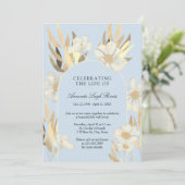 Invitation Célébration de la vie - Blue & Gold Daisy Invitati (Debout devant)