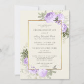 Invitation Célébration de la vie Blush violet Rose Floral (Devant)