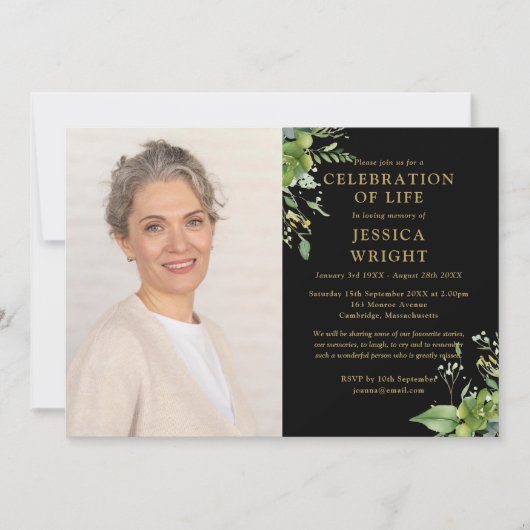 Invitation Célébration De La Vie Célébration Funéraire Photo (Devant)