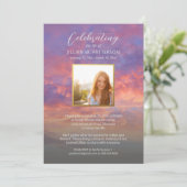 Invitation Célébration de la vie Ciel Nuages Sunset Funéraill (Debout devant)