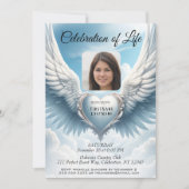Invitation Célébration de la vie - Coeur et ailes (Devant)