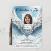 Invitation Célébration de la vie - Coeur et ailes (Devant / Derrière)