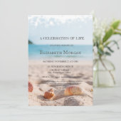 Invitation Célébration de la vie Coquillages de plage (Debout devant)