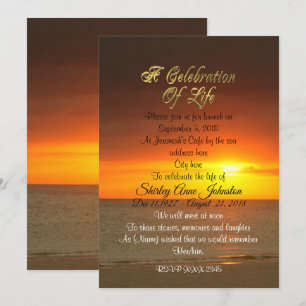 Invitation Célébration de la vie Coucher du soleil de l'invit