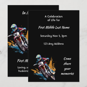 Invitation Célébration de la vie de course de moto motocross