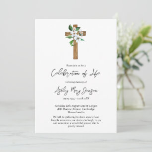 Invitation Célébration de la vie de Jasmine Cross Funérailles