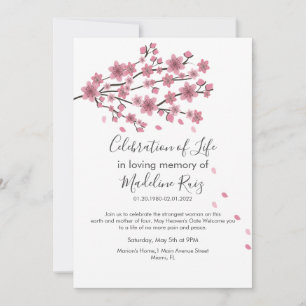 Invitation Célébration de la vie de l'arbre à fleurs de ceris