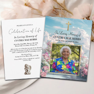 Invitation Célébration de la vie de l'escalier floral du ciel