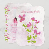 Invitation Célébration de la vie de pois doux de l'art (Devant / Derrière)