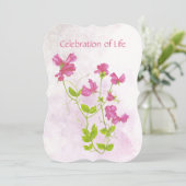 Invitation Célébration de la vie de pois doux de l'art (Debout devant)