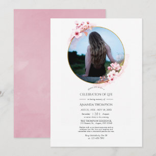 Invitation Célébration de la vie de printemps rose Cerisier F