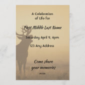Invitation Célébration de la vie de service Cerf de chasse (Dos)