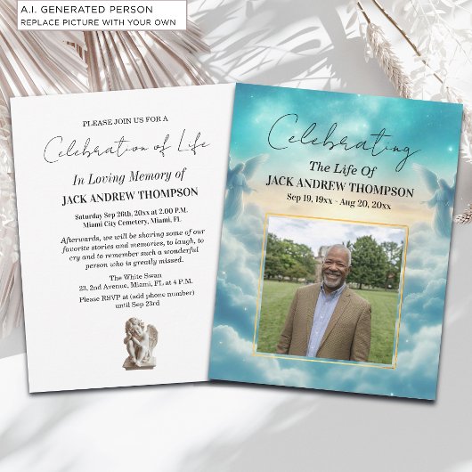 Invitation Célébration de la vie des anges célestes Photo