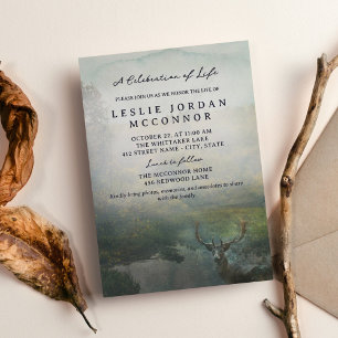 Invitation Célébration de la vie des cerfs de forêt rustique