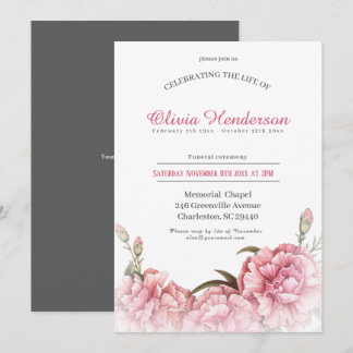 Invitation Célébration de la vie des funérailles florales