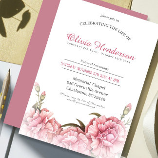 Invitation Célébration de la vie des funérailles florales