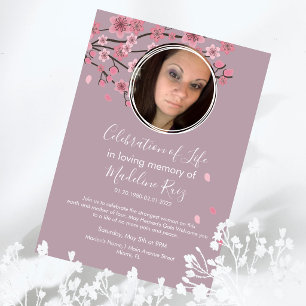 Invitation Célébration de la vie des pétales de l'arbre à fle