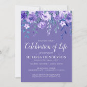 Invitation Célébration de la vie du cardinal floral violet (Devant)