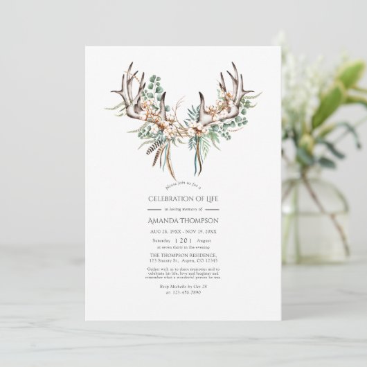 Invitation Célébration de la vie du coton de Boho et de l'euc (Debout devant)