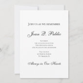 Invitation Célébration de la vie du musicien violon noir blan (Dos)