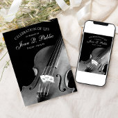Invitation Célébration de la vie du musicien violon noir blan