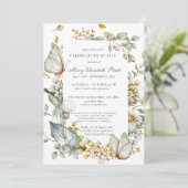 Invitation Célébration de la vie Dusty Bleu Botanique (Debout devant)