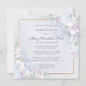 Invitation Célébration de la vie Dusty bleu et blanc floral (Devant)
