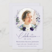 Invitation Célébration de la vie Élégant Floral Photo Memoria (Devant / Derrière)