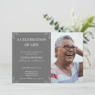 Invitation Célébration de la vie Elégant funérailles Photo pe