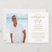 Invitation Célébration de la vie Elégant Gold Funeral Photo (Devant)