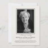 Invitation Célébration De La Vie Élégant Service Commémoratif (Dos)