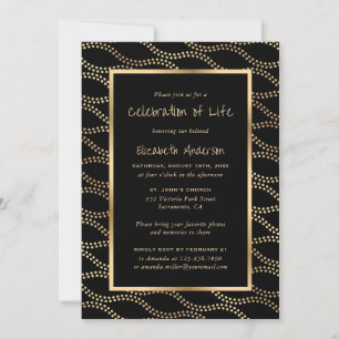 Invitation Célébration de la vie élégante en noir et or