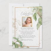 Invitation Célébration de la vie Élégante Foliage Funérailles (Devant)