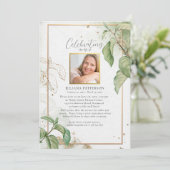 Invitation Célébration de la vie Élégante Foliage Funérailles (Debout devant)