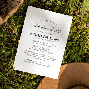 Invitation Célébration de la vie Élégante funérailles