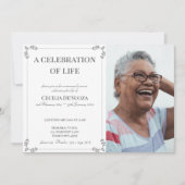 Invitation Célébration de la vie Elégante White Funeral Custo (Devant)