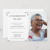 Invitation Célébration de la vie Elégante White Funeral Custo (Devant / Derrière)