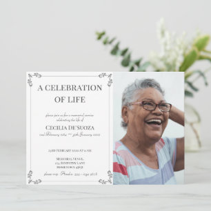 Invitation Célébration de la vie Elégante White Funeral Custo