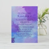 Invitation Célébration de la vie en Aquarelle bleu et bleu (Debout devant)