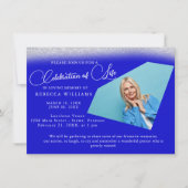 Invitation Célébration de la vie en bleu minimal (Devant)