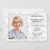 Invitation Célébration De La Vie En Marbre Photo Funérailles (Devant)